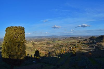 Scenic view of landscape against blue sky