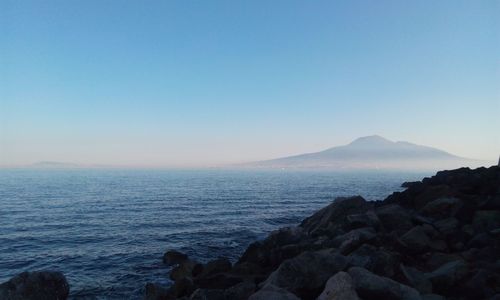 Scenic view of sea against clear sky