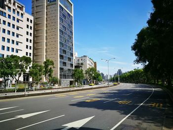 View of city street against sky