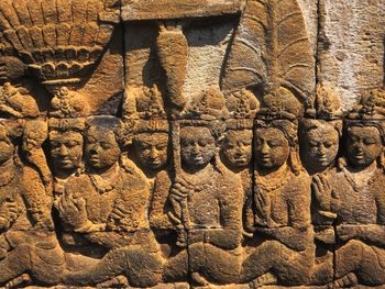 Close-up of sculpture on wall