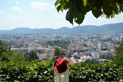 Scenic view of townscape against sky / looking from schlossberg over graz 