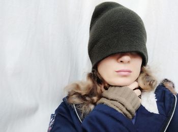 Portrait of girl in snow