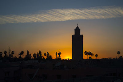 Silhouette buildings against sky during sunset