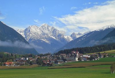 Scenic view of mountains against sky