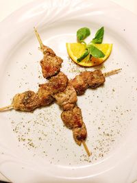 High angle view of food on table