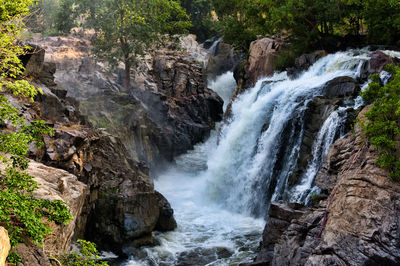 Scenic view of waterfall in forest