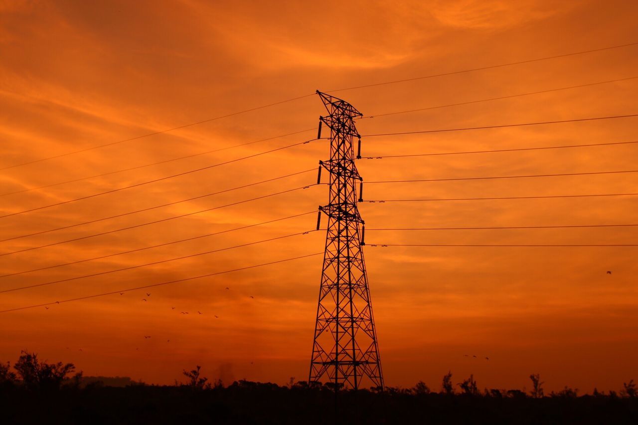 sunset, connection, fuel and power generation, electricity pylon, low angle view, electricity, power supply, technology, silhouette, orange color, power line, sky, cloud, outdoors, nature, electricity tower, tall - high, dramatic sky, no people, atmospheric mood, scenics, cloud - sky, tall