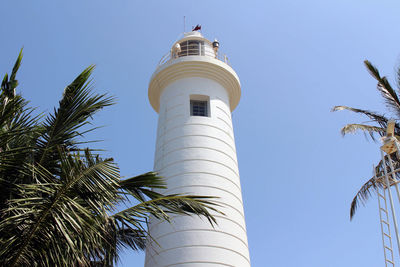 Low angle view of lighthouse against clear sky