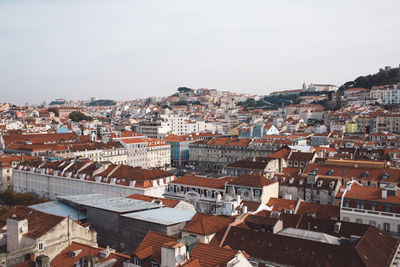 High angle view of townscape against sky