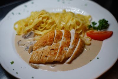 Close-up of meal served in plate