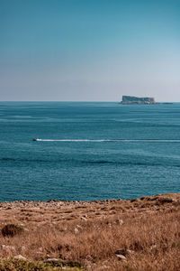 Scenic view of sea against clear sky