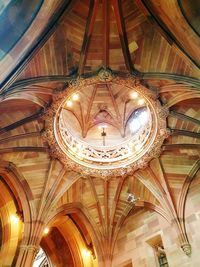 Low angle view of illuminated ceiling