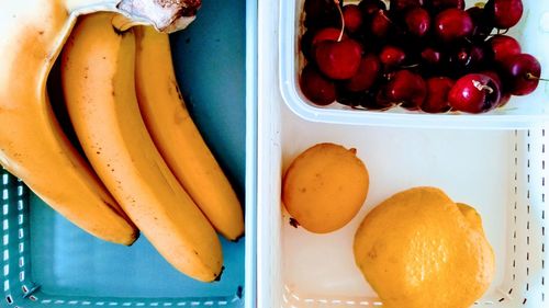 High angle view of fruits on table