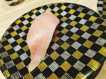 Close-up high angle view of ice cream on table