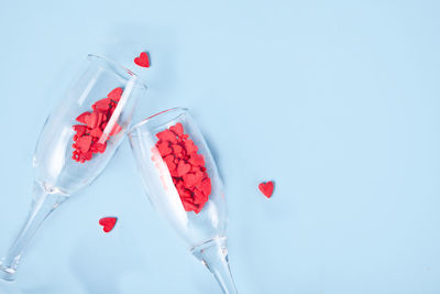 High angle view of liquid in glass against white background