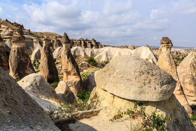 Panoramic view of rock formations against sky