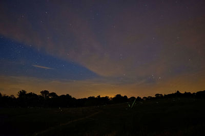 Scenic view of silhouette landscape against sky at night