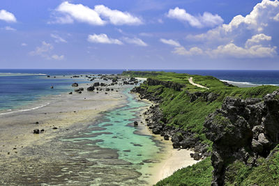 Scenic view of beach against sky