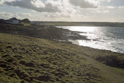 Scenic view of beach against sky