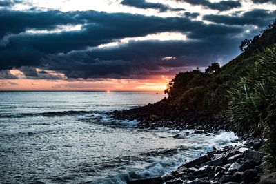 Scenic view of sea against sky during sunset