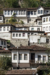 High angle view of buildings in town