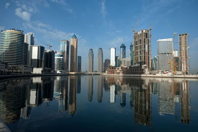 Reflection of buildings in water