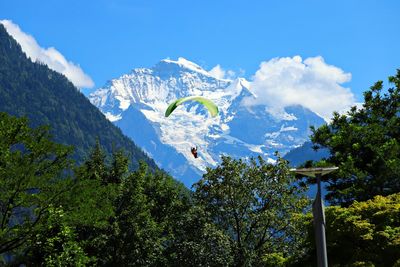 Paraglider in front of jungfraujoch