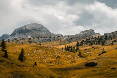 Panoramic view of landscape and mountains against sky