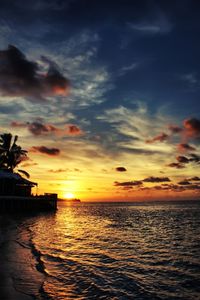 Scenic view of sea at sunset