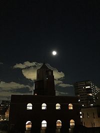 Low angle view of buildings at night