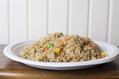 Close-up of meal served on table