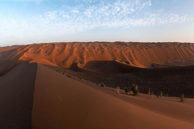 View from nature and landscapes of dasht e lut or sahara desert at sunset. middle east desert