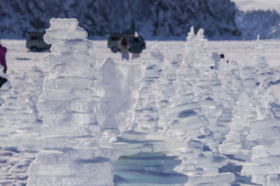 Full frame shot of frozen water