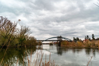 Bridge over river against sky