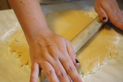 Close-up of person preparing food