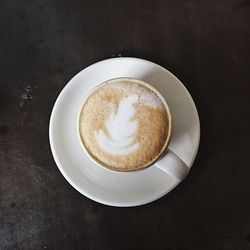 High angle view of coffee on table