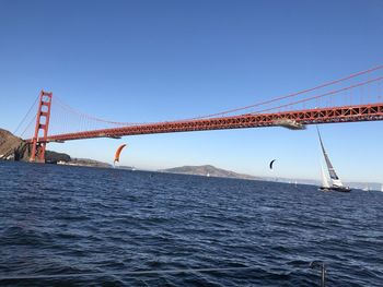 View of suspension bridge against sky
