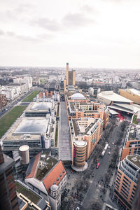 High angle view of cityscape against sky