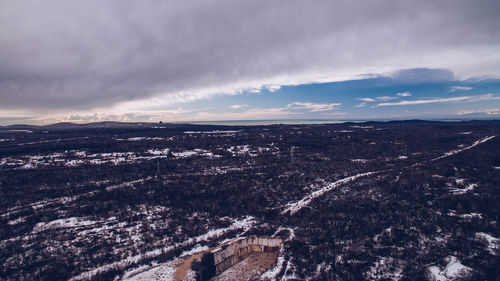 High angle view of cityscape against sky