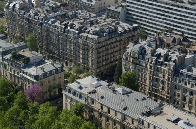 High angle view of buildings in city