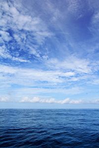 Scenic view of sea against blue sky