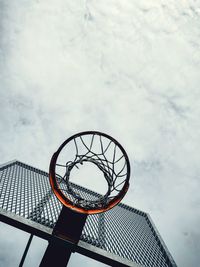 Low angle view of basketball hoop against sky