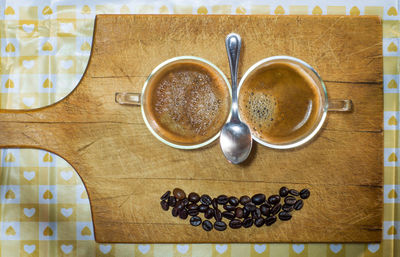 Directly above shot of coffee beans on table