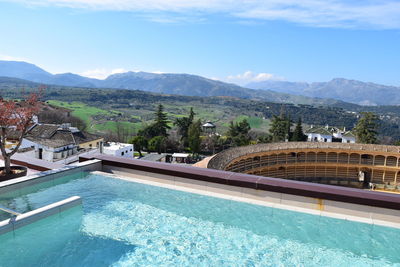 High angle view of swimming pool