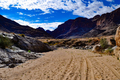 Scenic view of mountains against sky