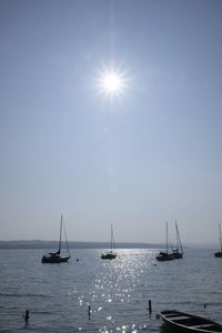 Scenic view of sea against sky on sunny day