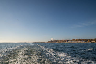 Scenic view of sea against clear sky