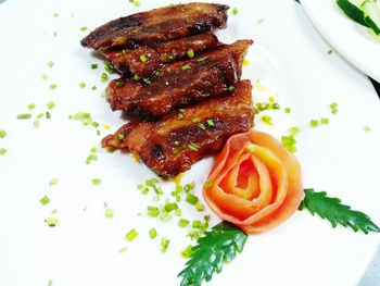 Close-up of meal served in plate