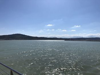 Scenic view of sea against blue sky