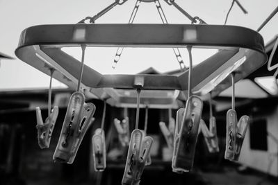 Close-up of clothes hanging on clothesline